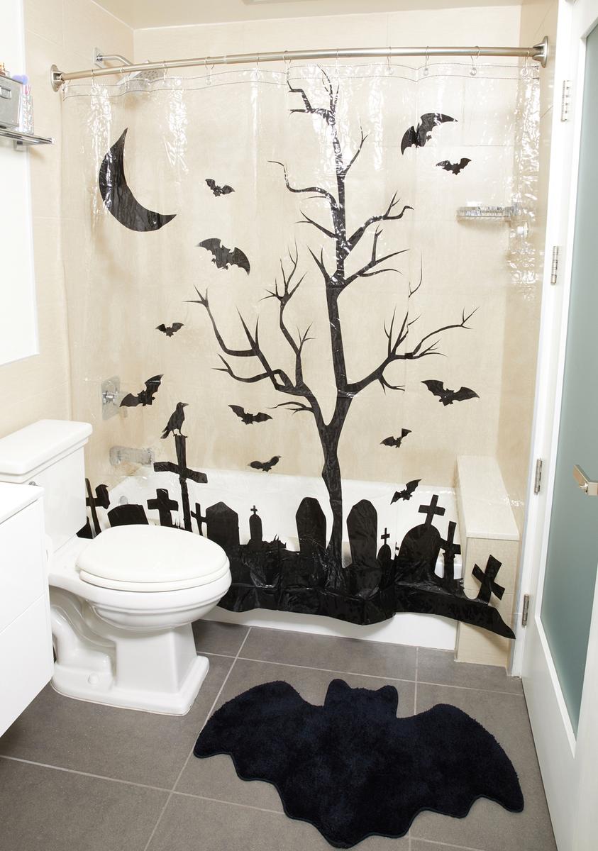 Dolls Home PVC Cemetery Shower Curtain - Clear/Black – Dolls Kill