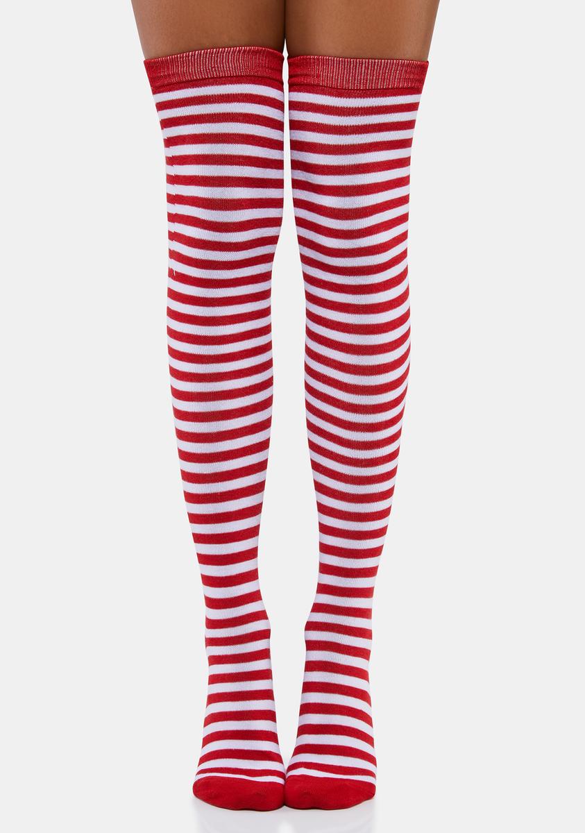 Thigh High Striped Socks - Red/White – Dolls Kill