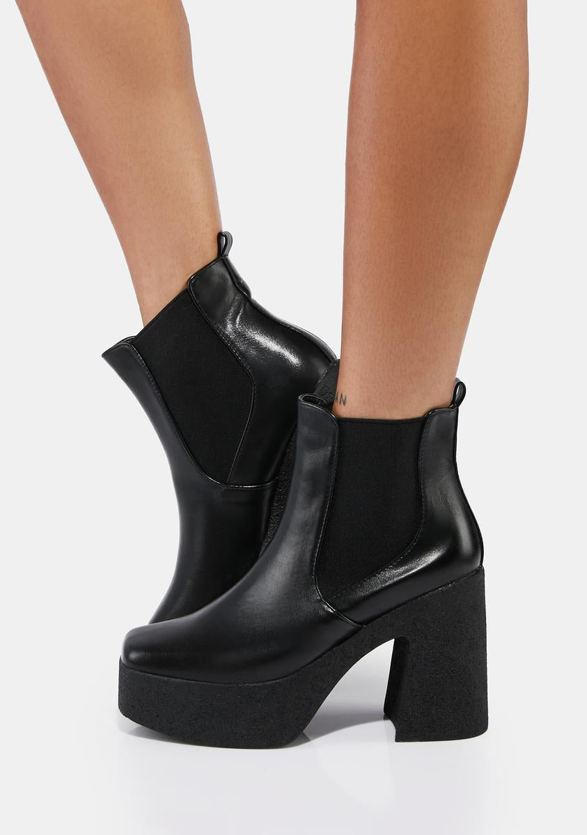 Vegan Leather Platform Chelsea Ankle Boots - Black – Dolls Kill