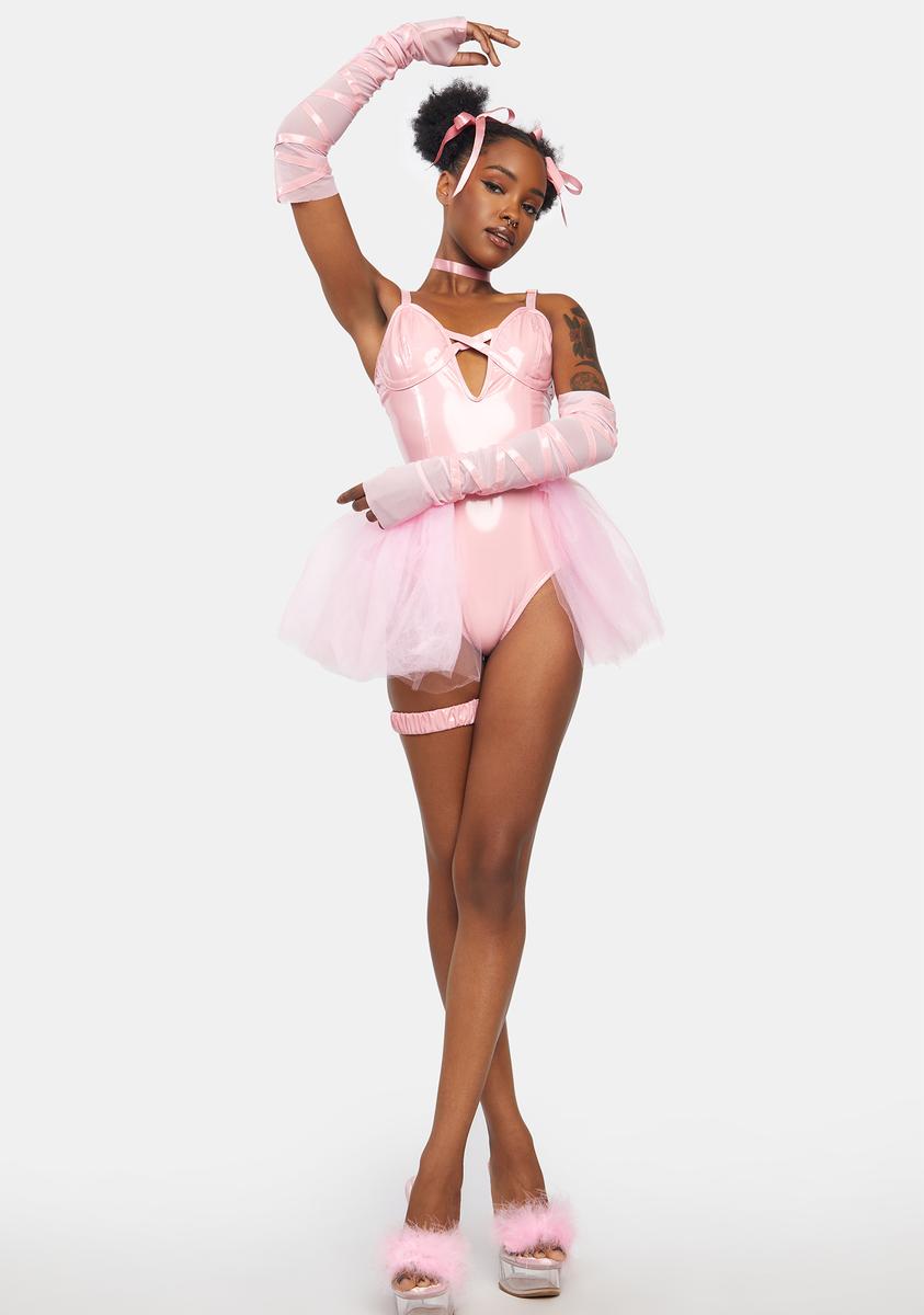 Ballerina Vegan Leather Leotard Tutu Gloves Garter And Hair Bow Set – Dolls  Kill