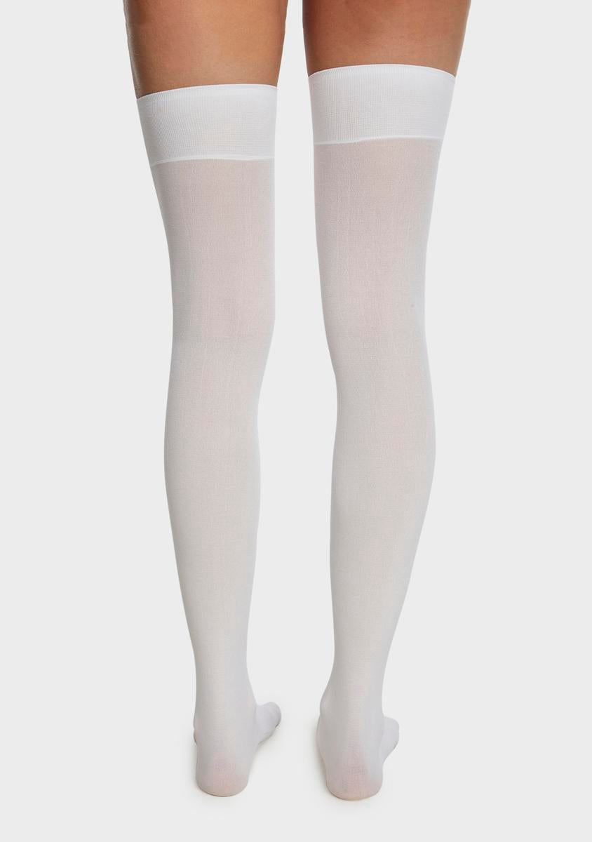 Sheer Thigh High Stockings - White – Dolls Kill