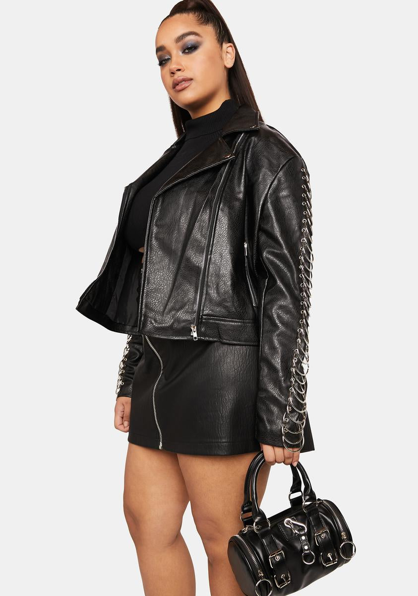 O ring Faux Leather Jacket plus size 1X Dollskill outlet