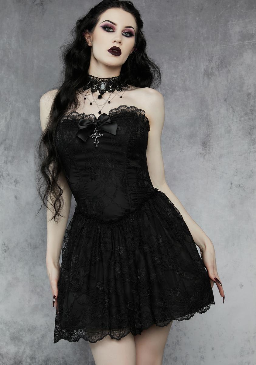 Widow Strapless Lace Mini Dress - Black – Dolls Kill