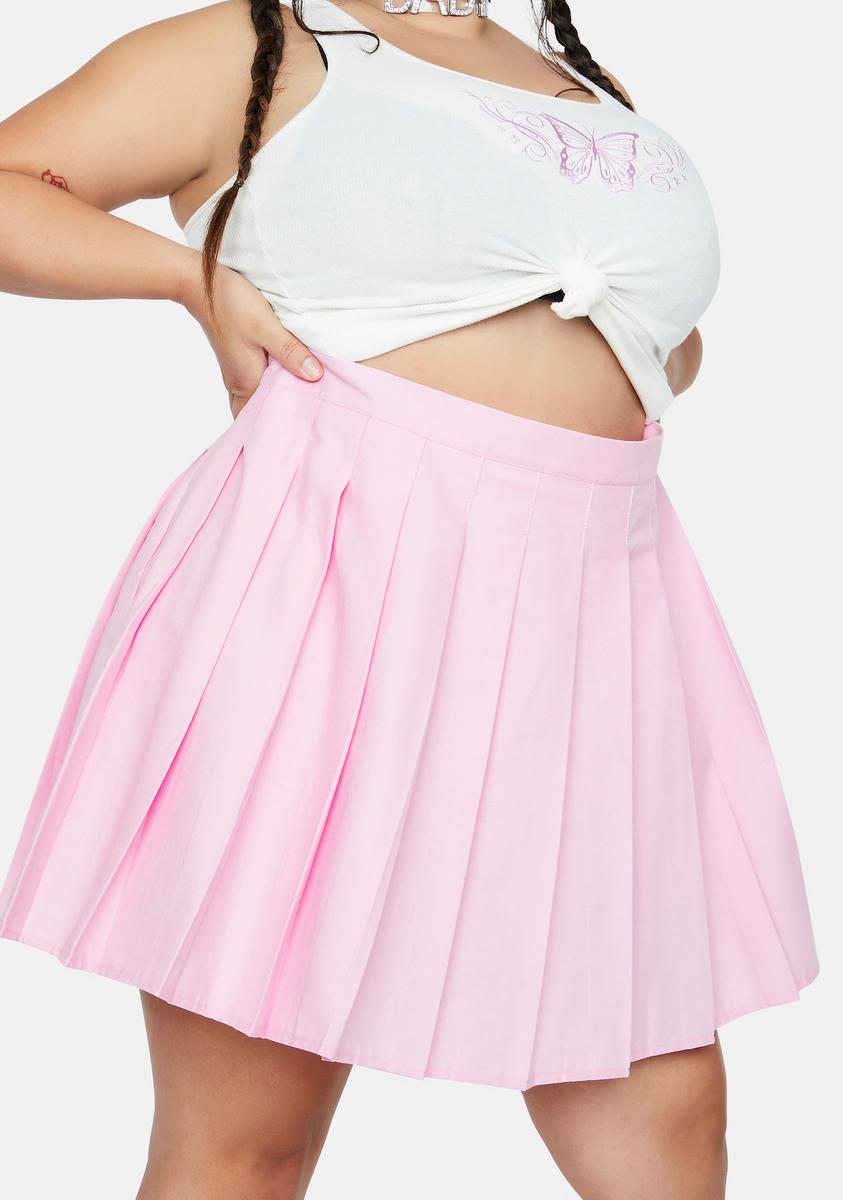 Plus Size Pleated Mini Skirt - Baby Pink – Dolls Kill