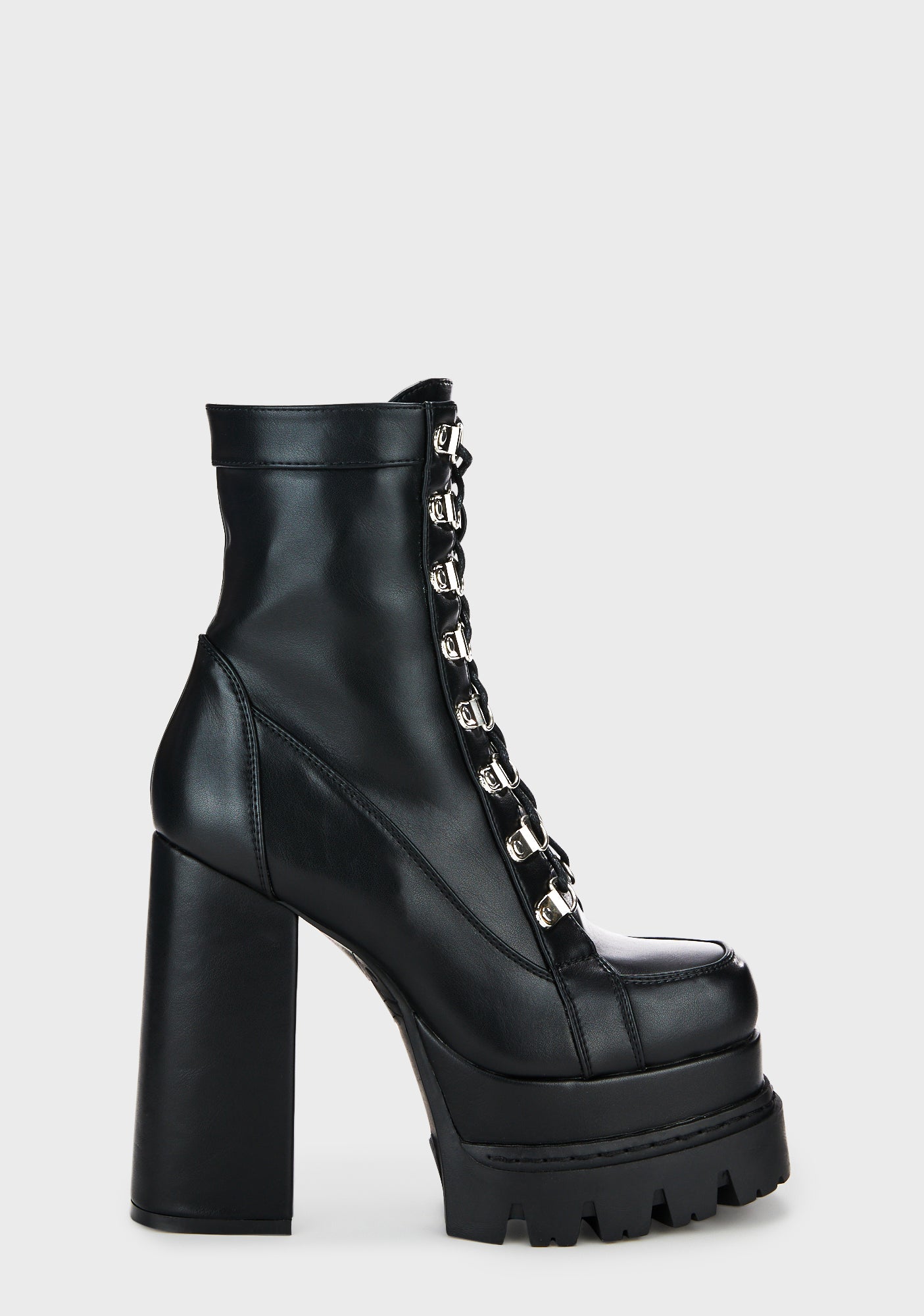 Lamoda Lace Up Heeled Platform Boots - Black – Dolls Kill