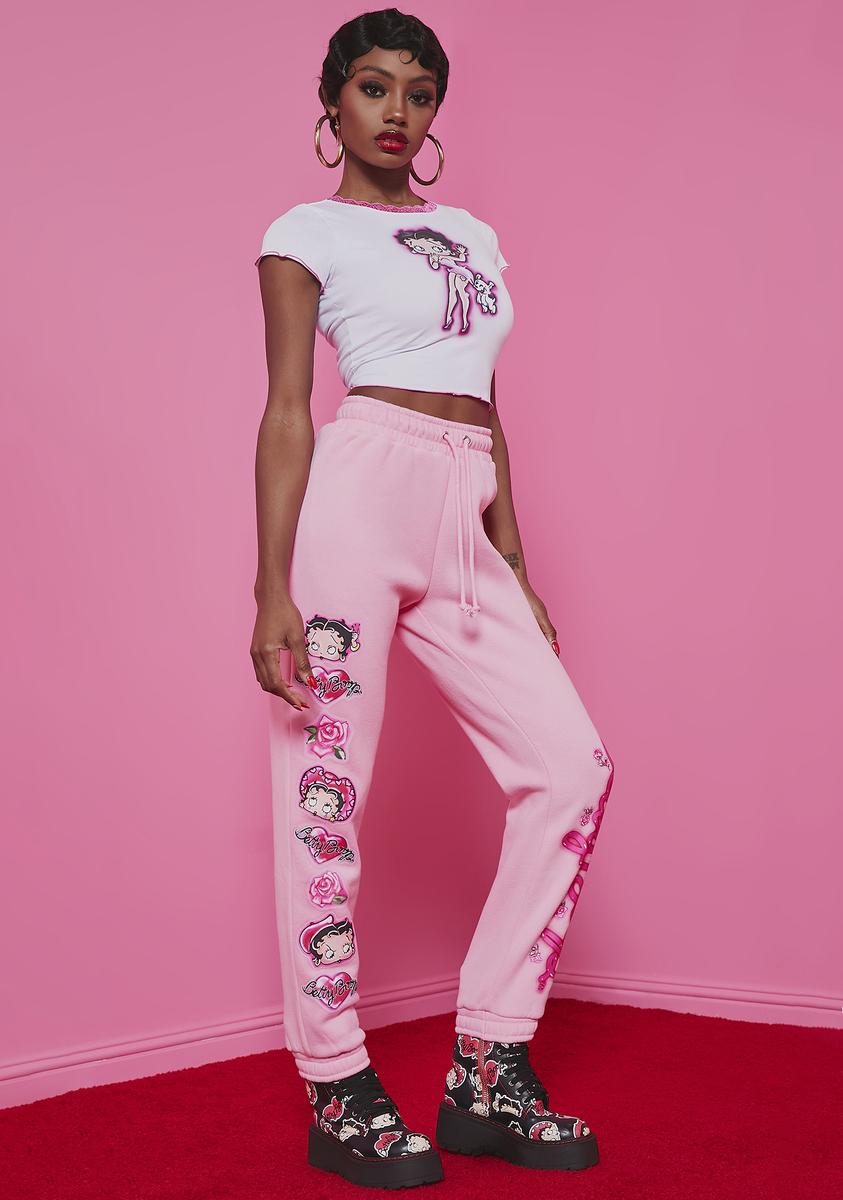 Betty Boop Elastic High Waist Printed Sweatpants Pink – Dolls Kill