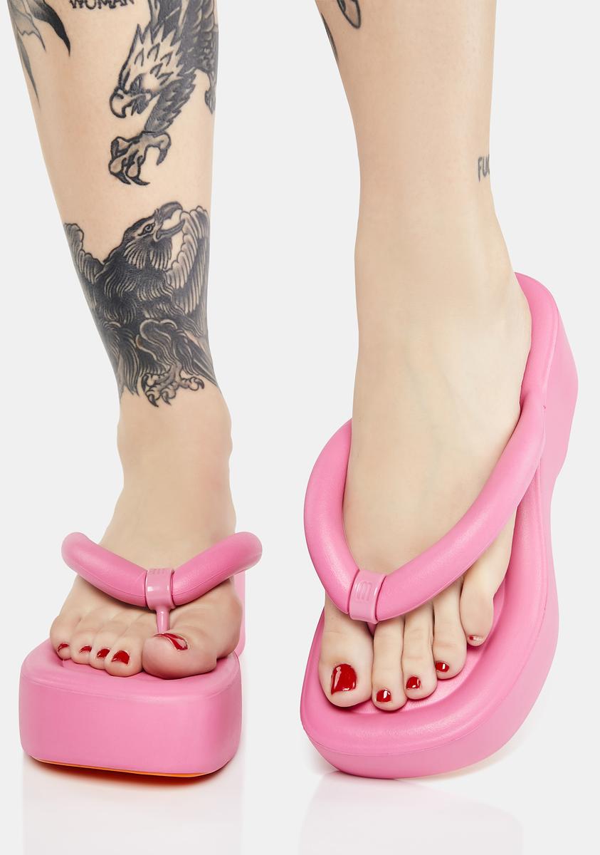 Melissa PVC Platform Thong Sandals - Pink – Dolls Kill