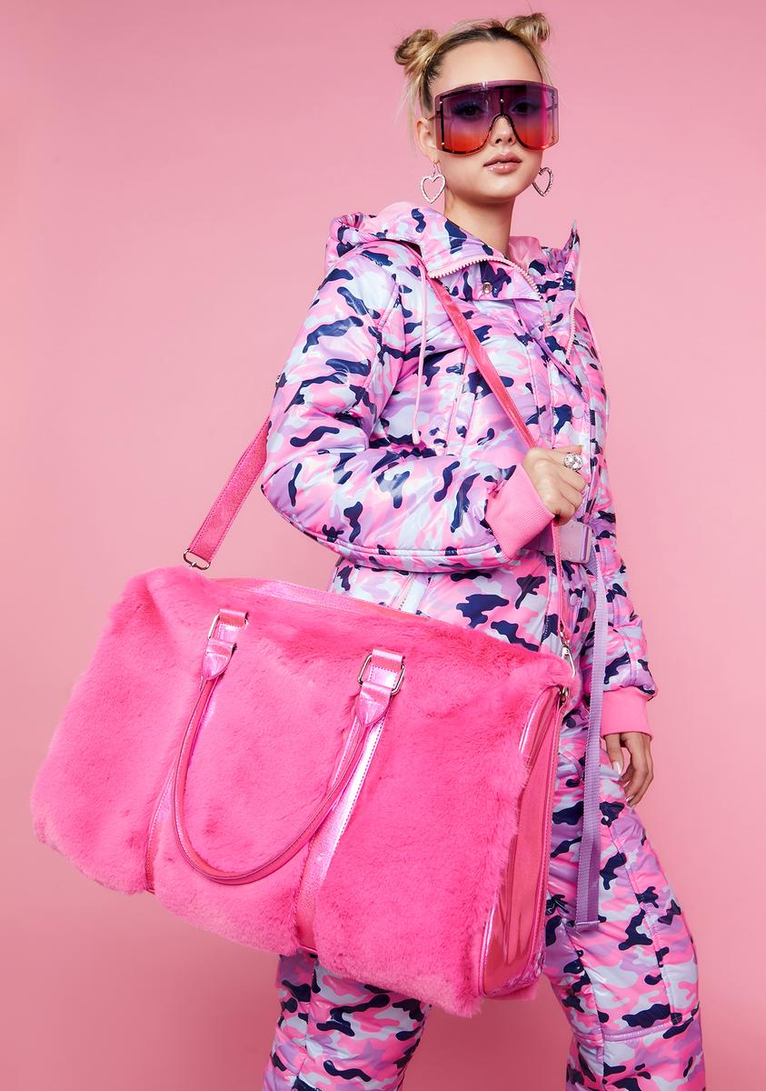 Sugar Thrillz Faux Fur Plush Weekender Bag - Pink – Dolls Kill