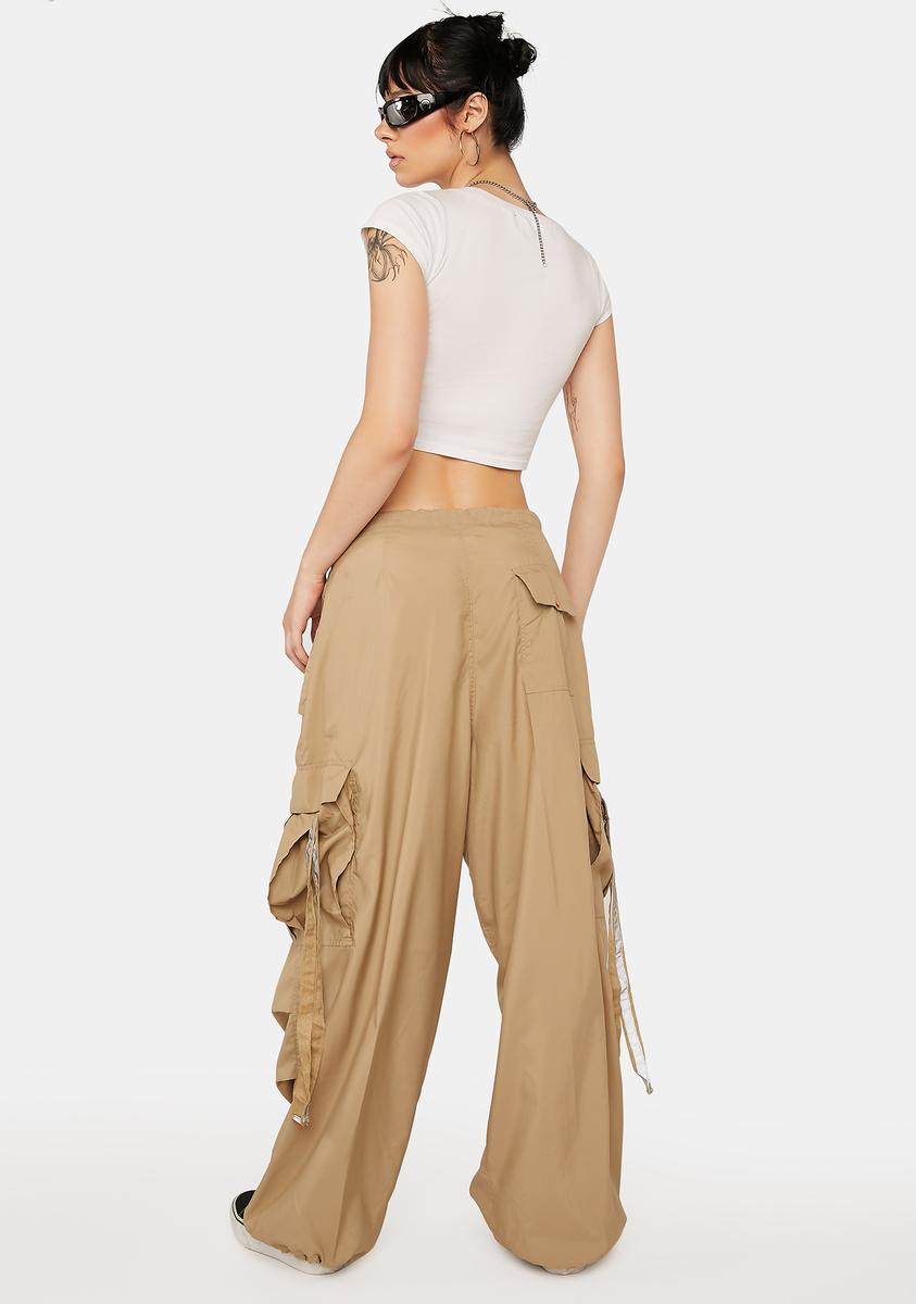 Khaki Silky Wind Pants