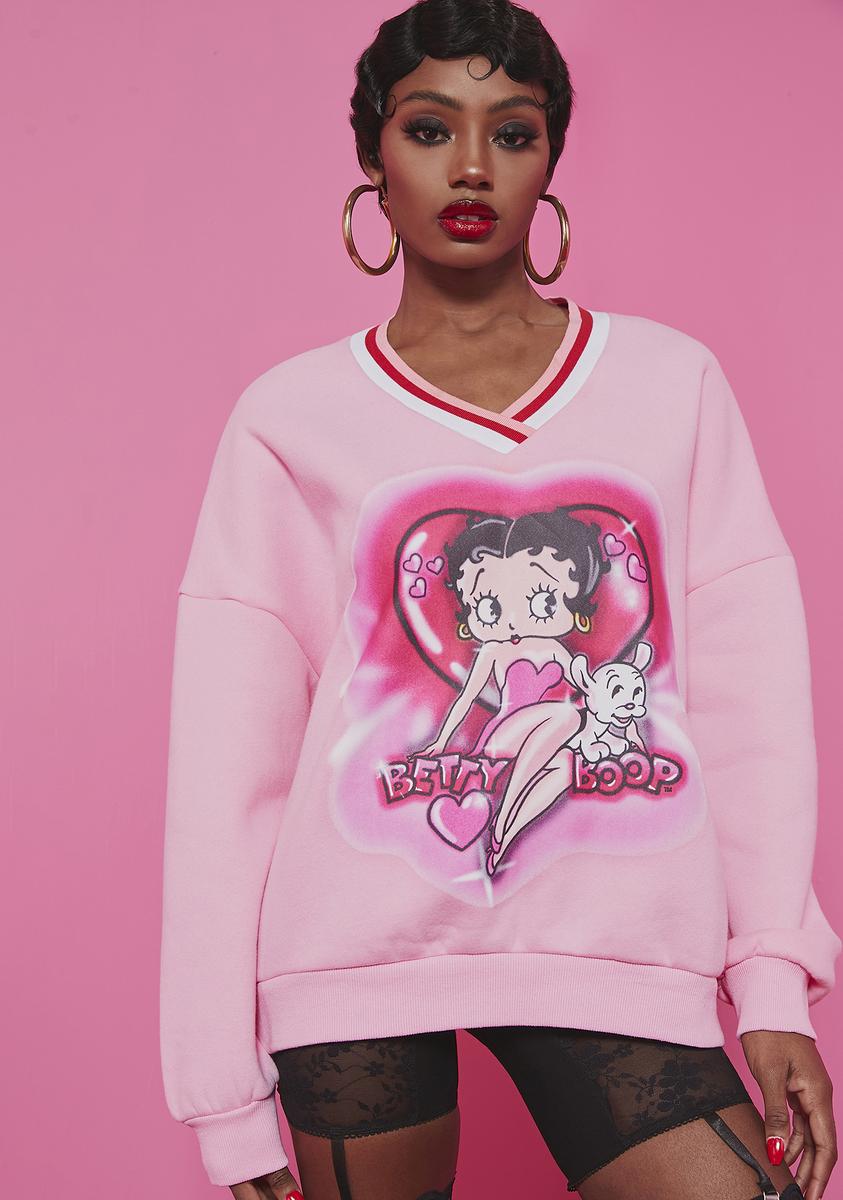 Dolls Kill x Betty Boop Oversized Graphic Airbrushed Sweatshirt - Pink