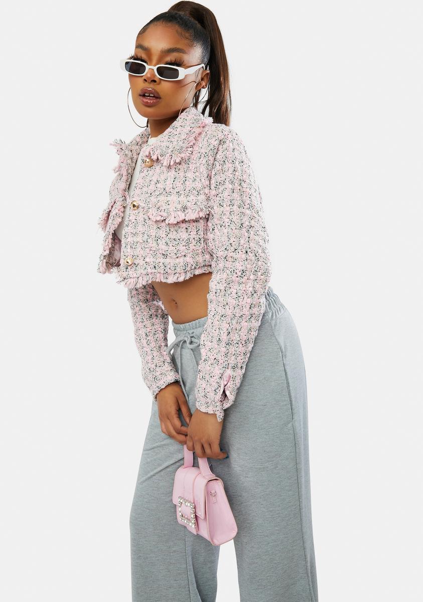 Be A Star Cropped Tweed Jacket