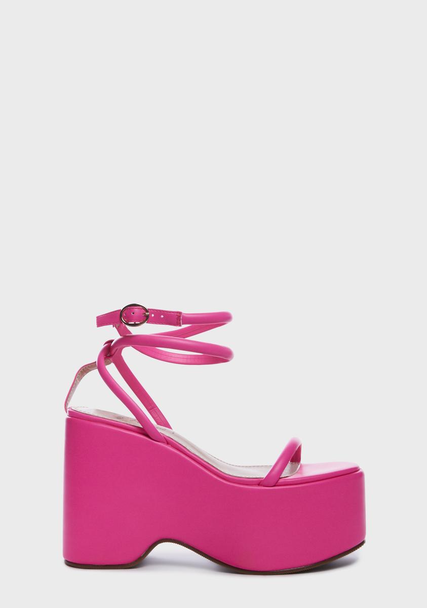 Lemon Drop by Privileged Vegan Leather Strappy Platform Sandals - Pink ...