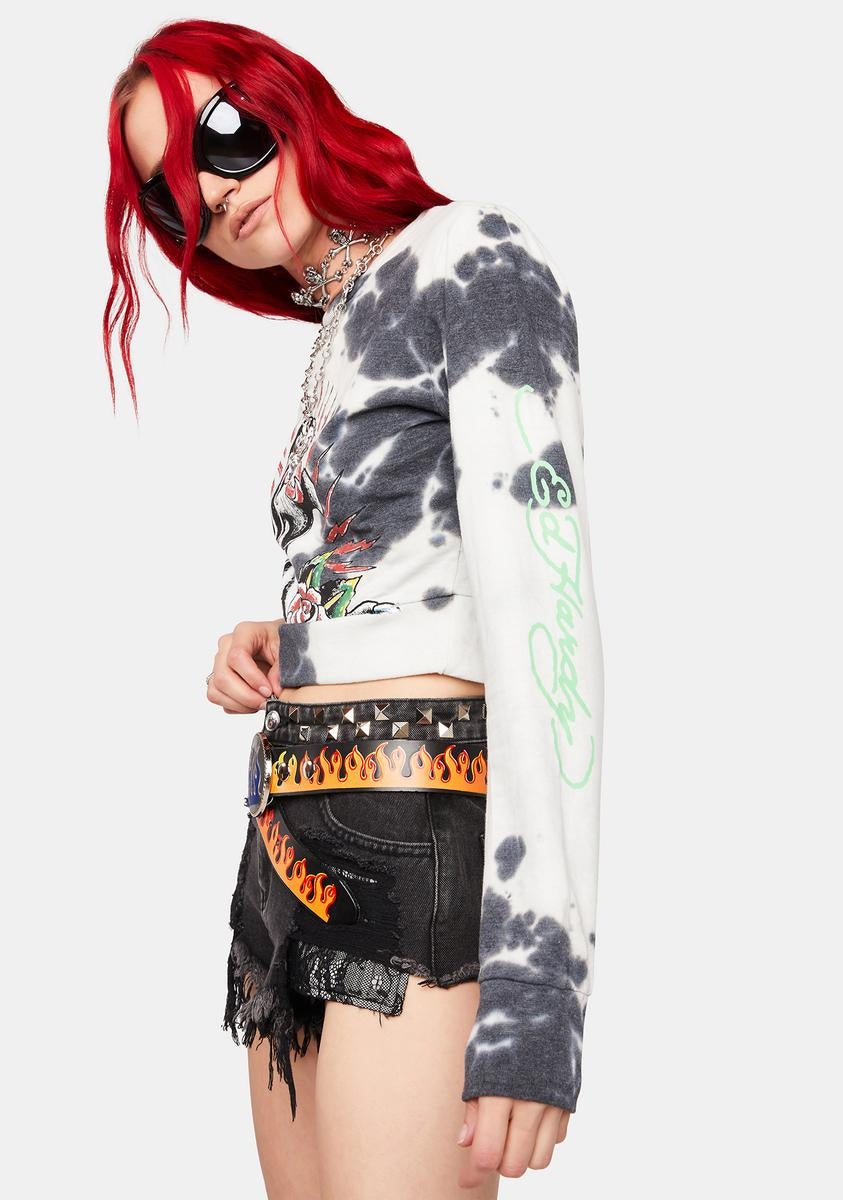 Killdeer Cowboys Tie Dye Crop Hoodie