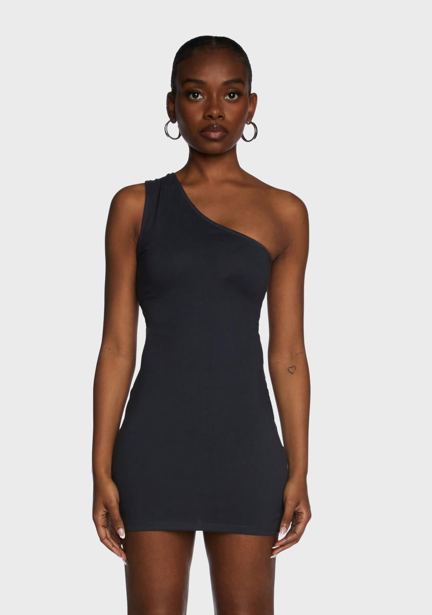 Motel One Shoulder Mini Dress - Gray – Dolls Kill