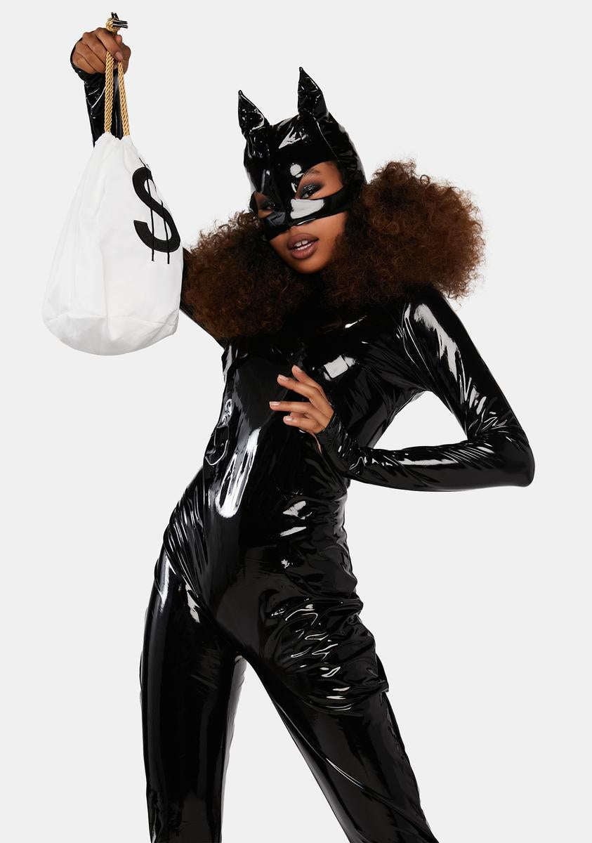 Forplay Vinyl Catsuit Burglar Costume Set - Black – Dolls Kill