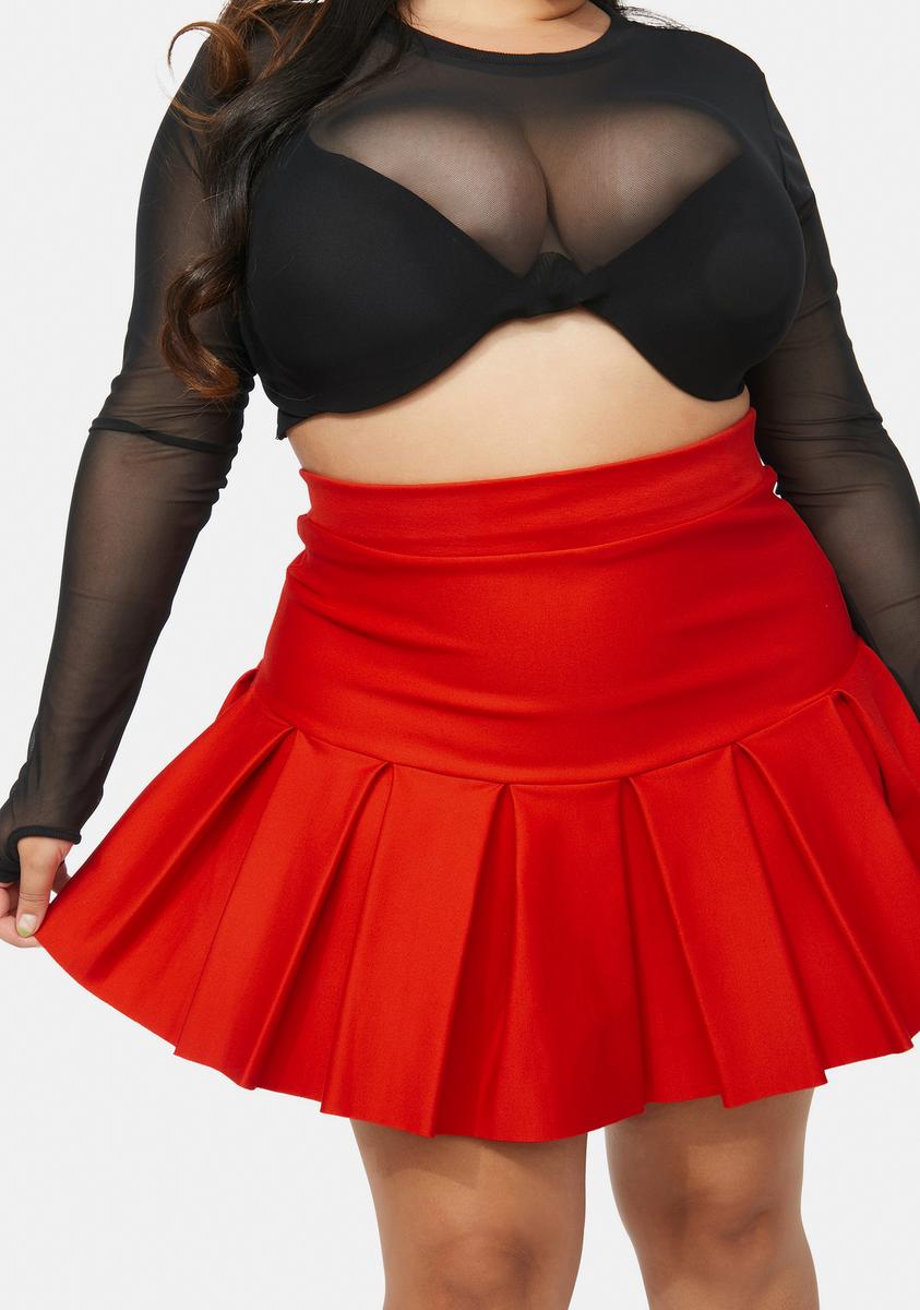 Plus Size Pleated A-Line Mini Skirt - Red – Dolls Kill