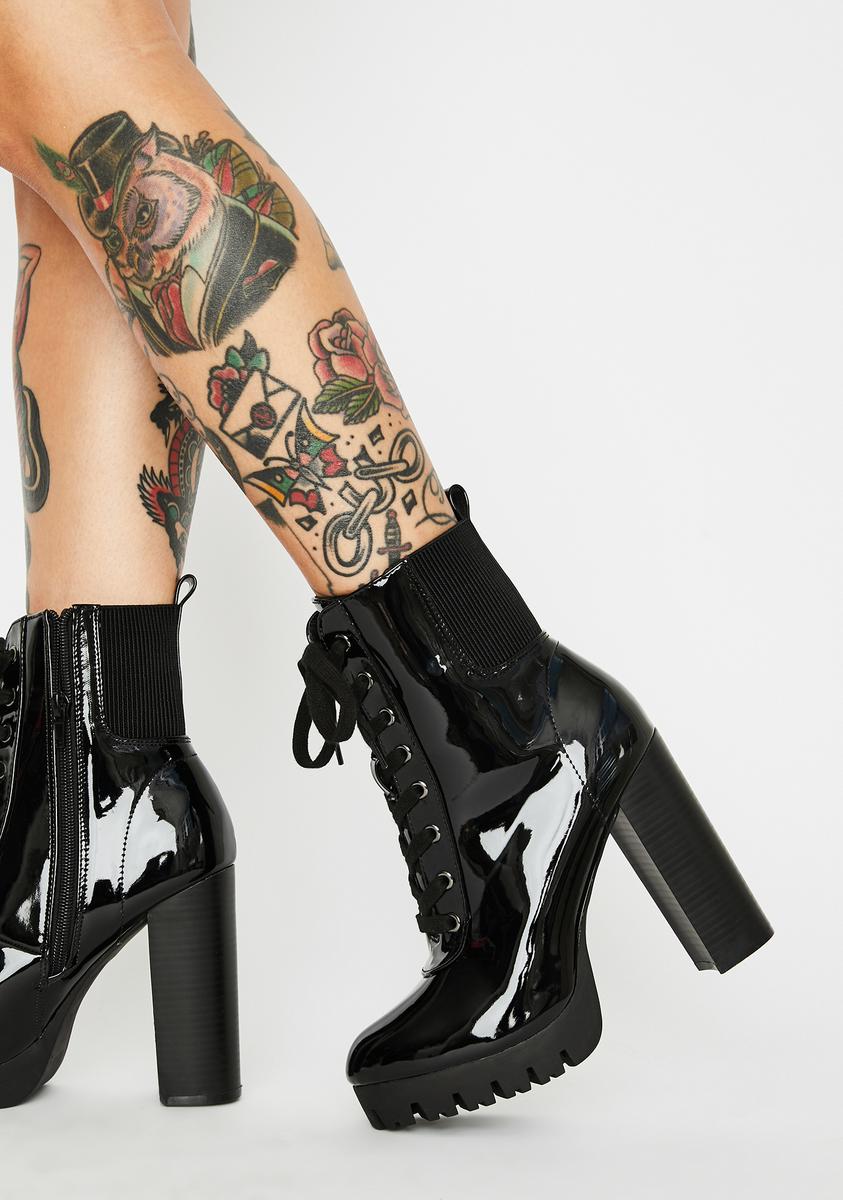 Patent Chunky Heel Boots – Dolls Kill