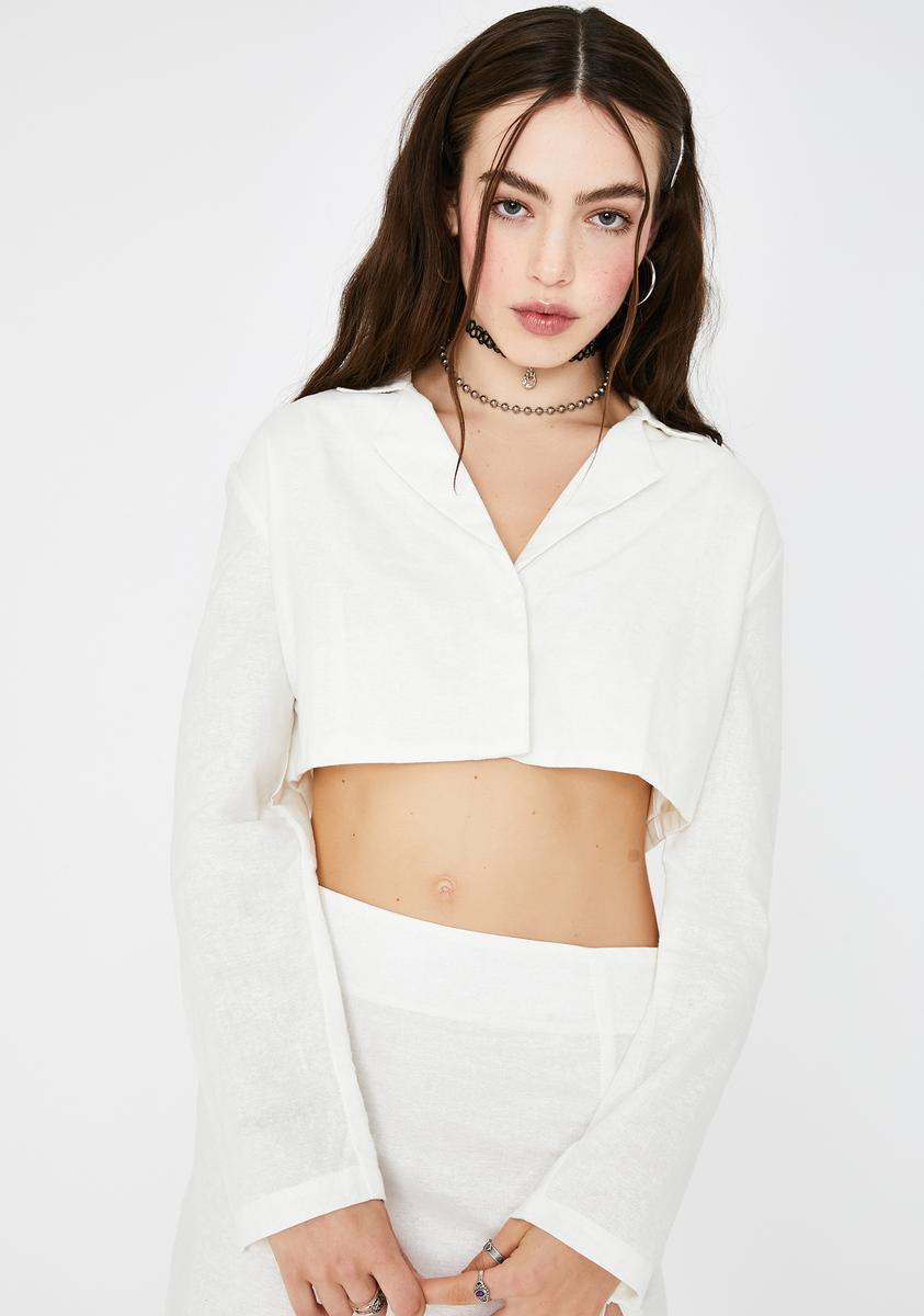 White Noly Crop Blazer – Dolls Kill