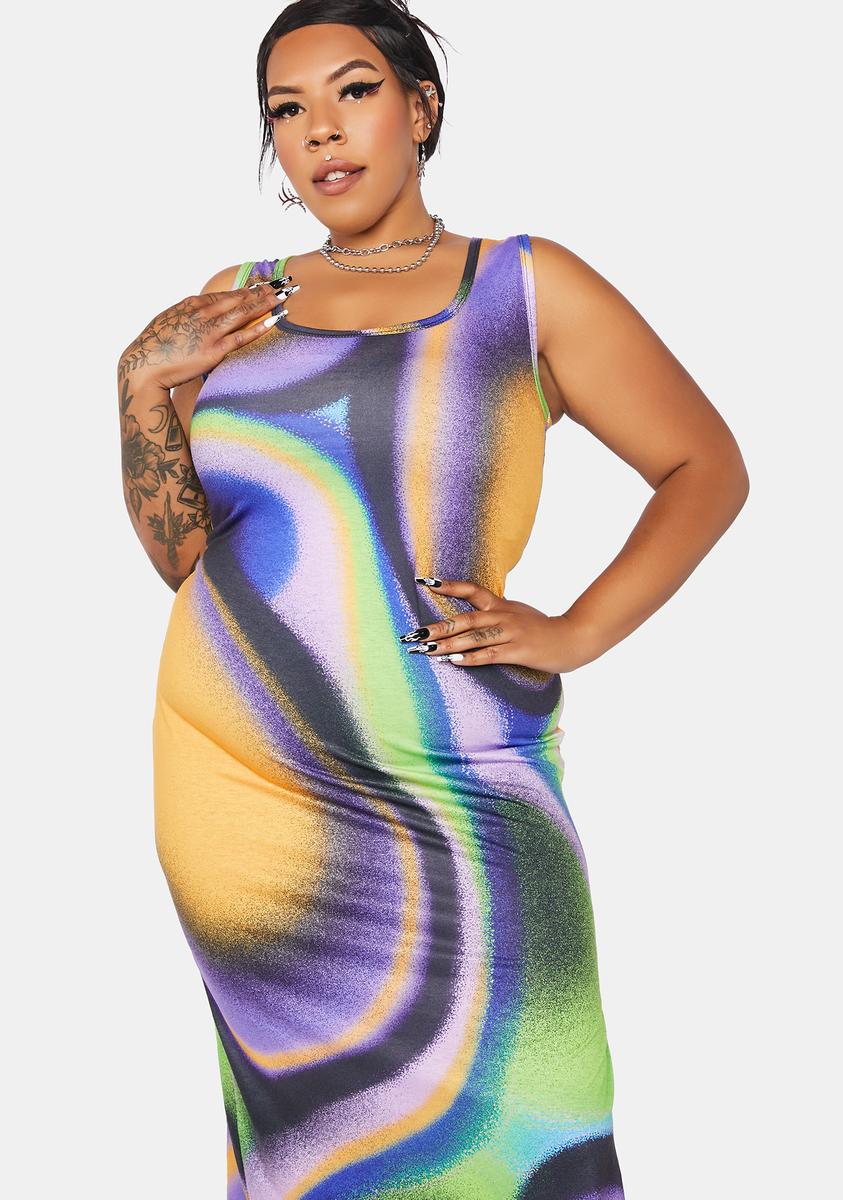 Plus Size Horoscopez Cancer Swirl Print Maxi Dress - Multi – Dolls Kill