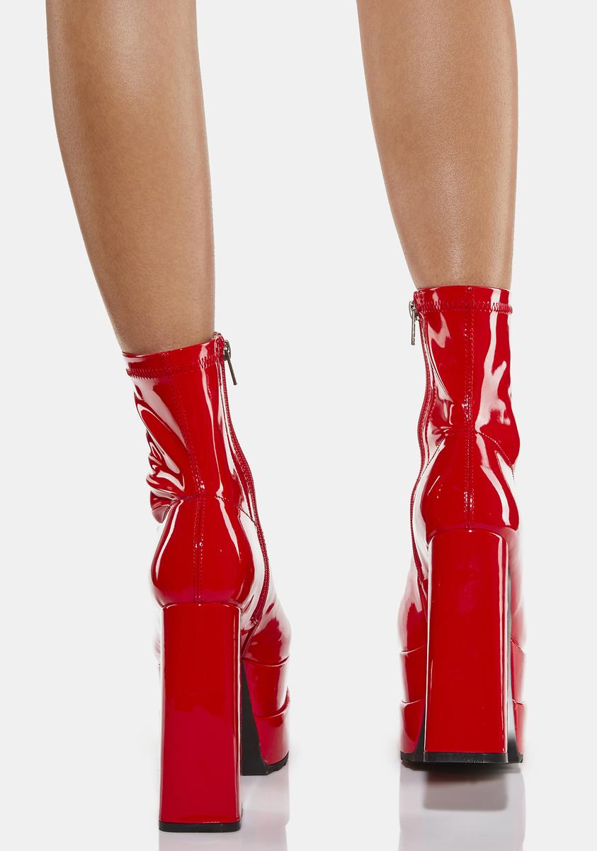 Lamoda Chunky Platform Ankle Boots - Red – Dolls Kill