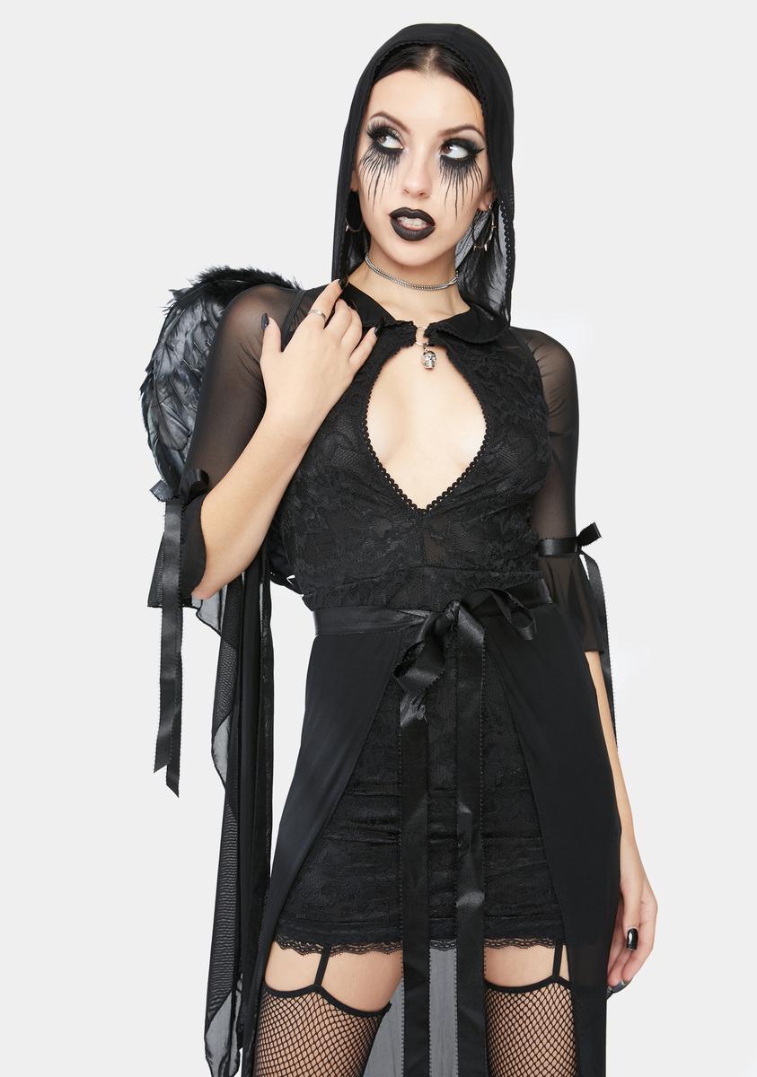 Halloween Dolls Kill Death Angel Costume - Black
