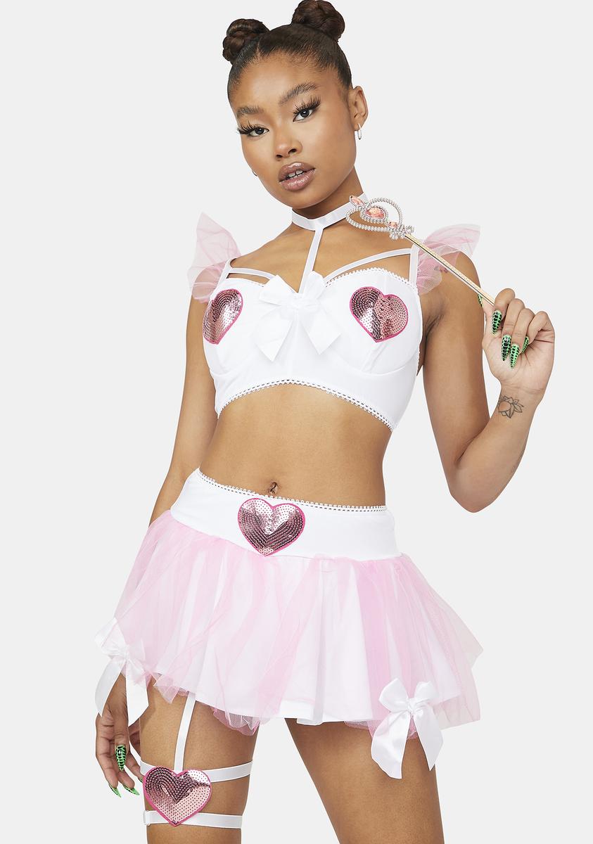 Sexy Sweet Cupid Costume - White/Pink – Dolls Kill