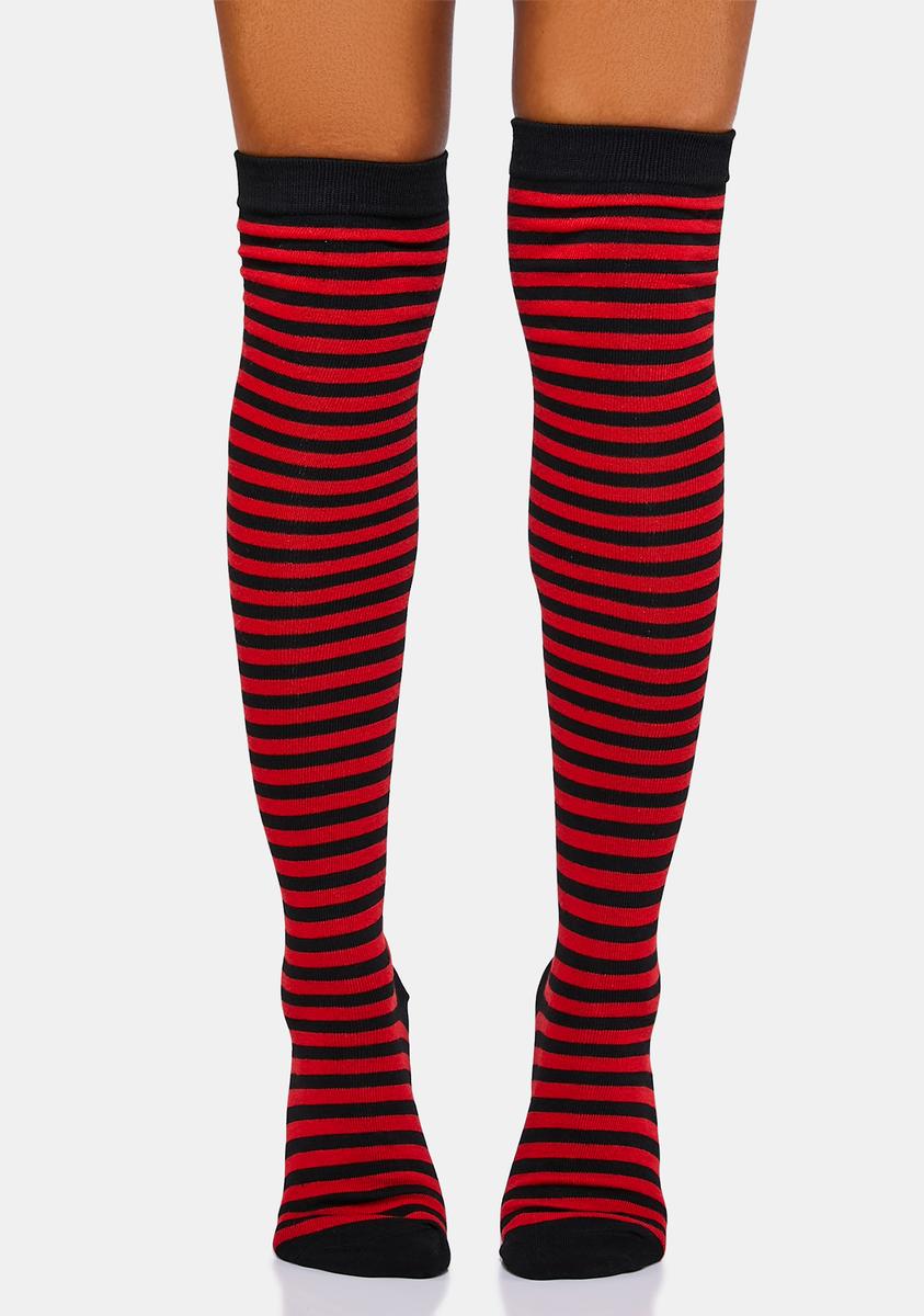 Thigh High Striped Socks - Red/Black – Dolls Kill