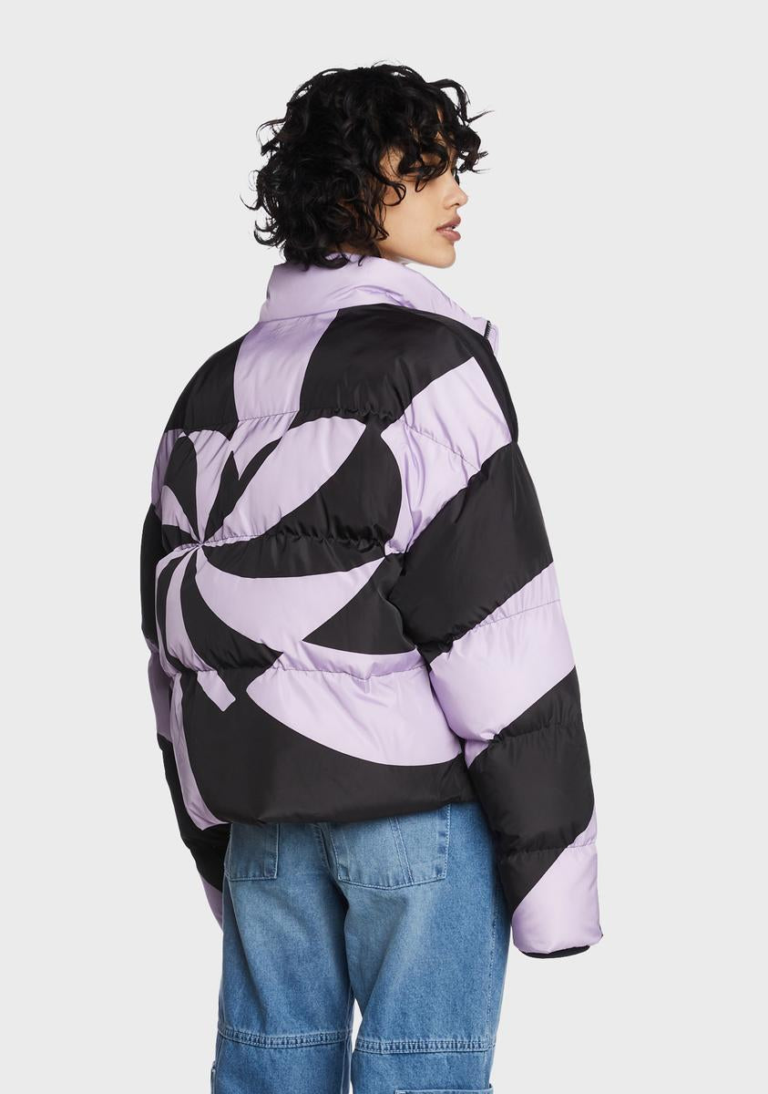 The Ragged Priest Swirl Print Puffer Jacket - Multi Purple – Dolls Kill
