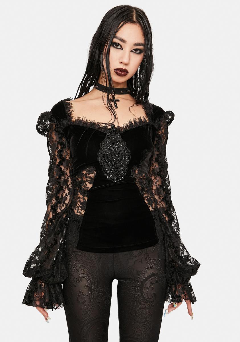 Eva Lady Long Puff Sleeve Lace Top – Dolls Kill