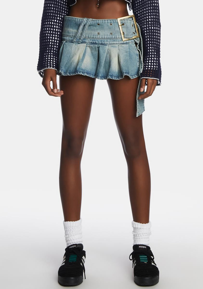 Jaded London Pleated Denim Micro Mini Skirt - Blue – Dolls Kill