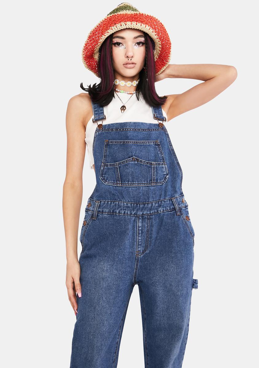 Relaxed Fit Denim Overalls - Blue – Dolls Kill