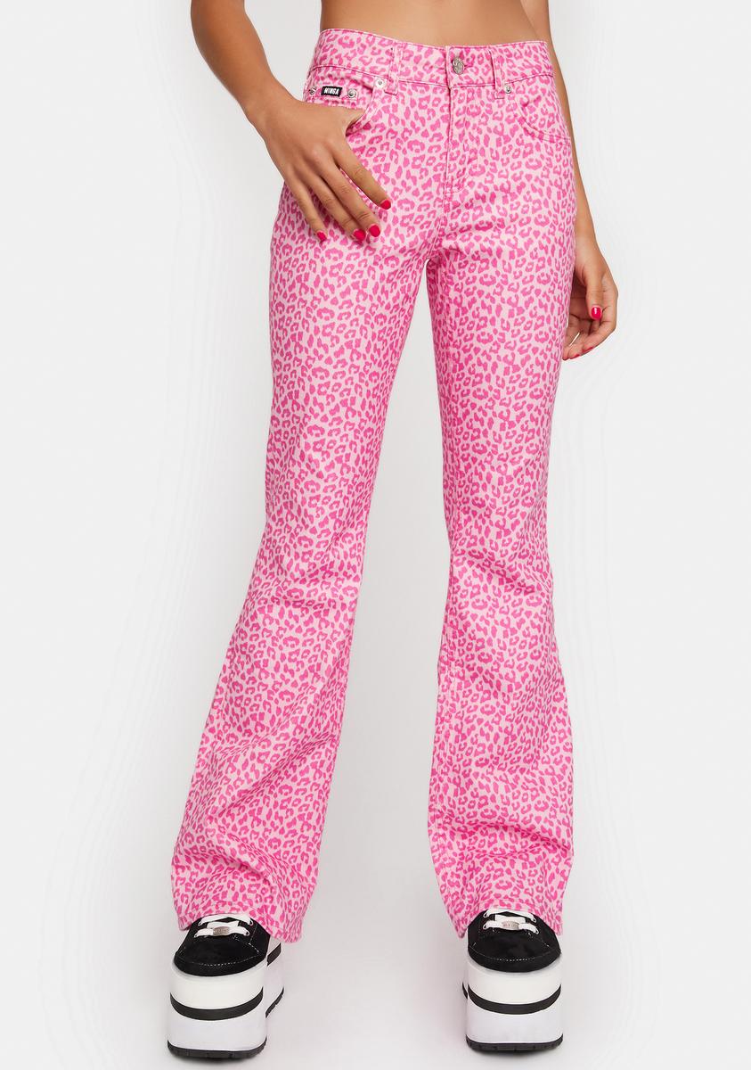 Minga Pink Leopard Flare Jeans – Dolls Kill