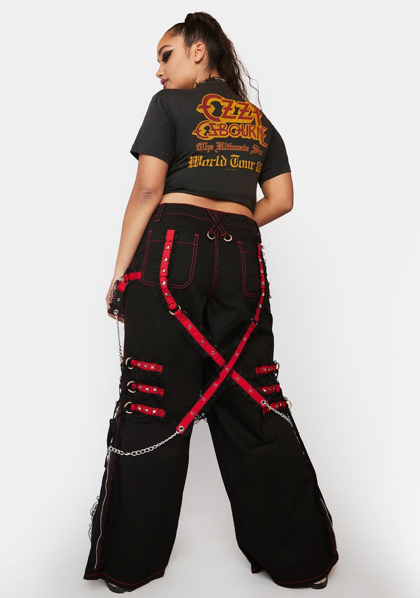 Plus Size Tripp NYC Strappy Lace Chain Pants - Black/Red – Dolls Kill