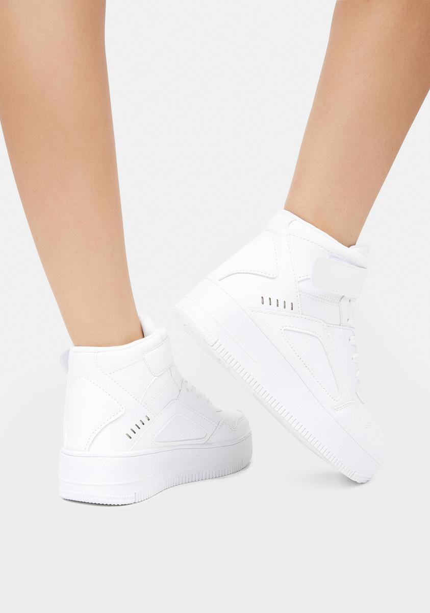 Chunky Lace Up Velcro Sneakers - White – Dolls Kill
