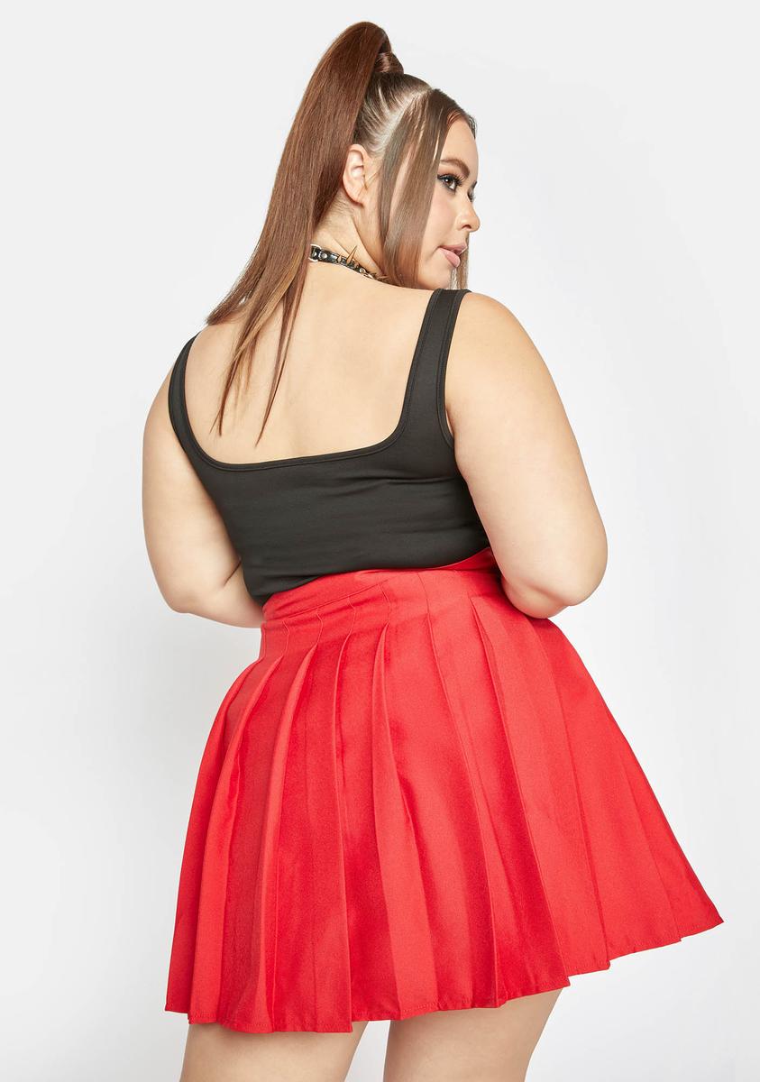 Plus Size Red Pleated Mini Skirt – Dolls Kill