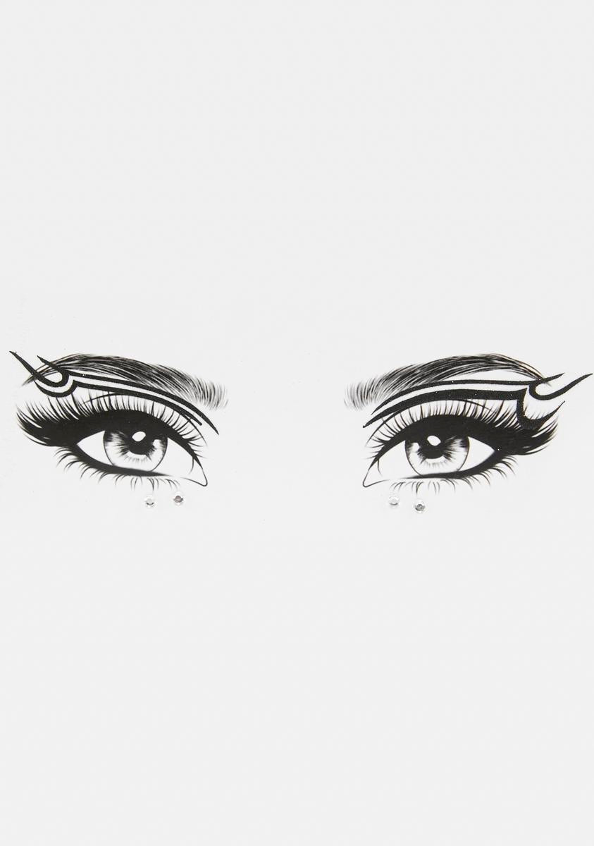 Double-Layered Eyeliner Rhinestone Gem Eye Stickers - Black – Dolls Kill