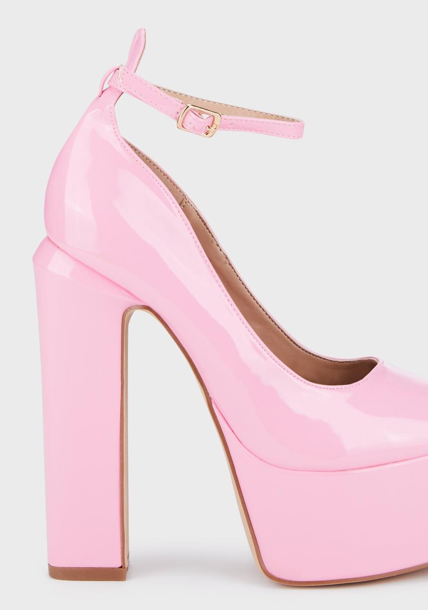 Lemon Drop by Privileged Patent Vegan Leather Platform Heels - Pink ...
