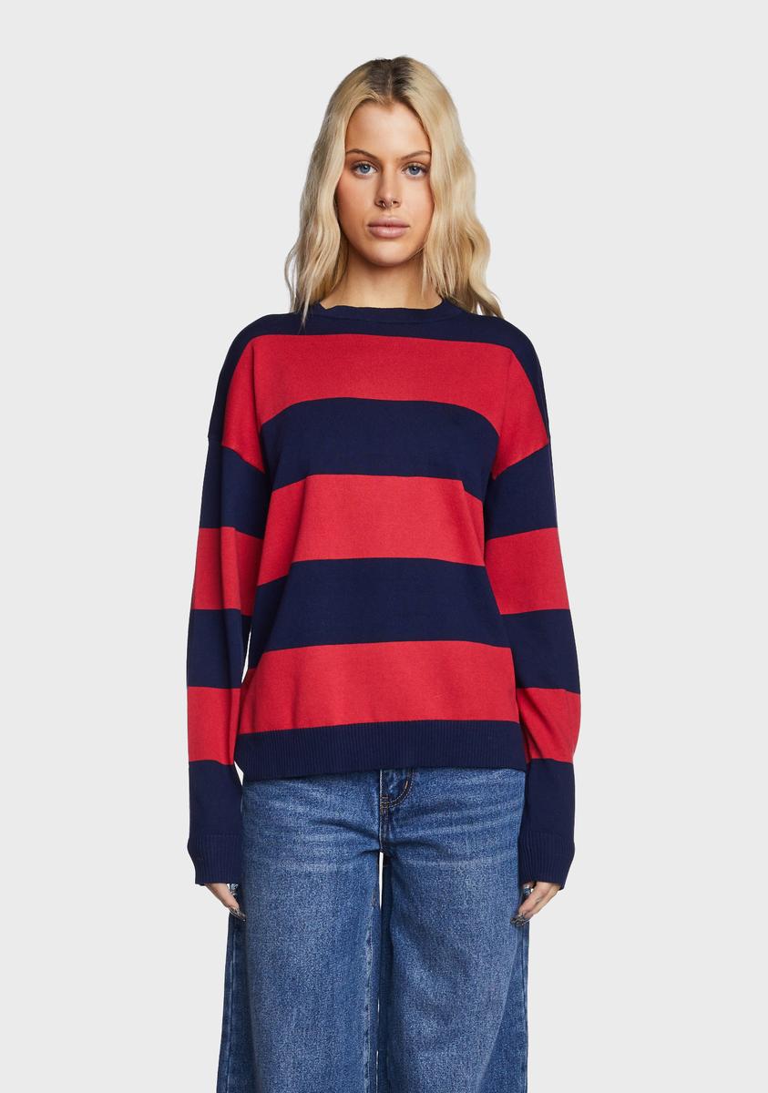 Edikted Knit Striped Oversized Sweater - Red – Dolls Kill