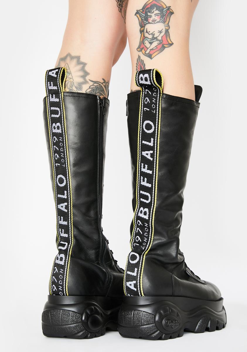 Buffalo London Gill Leather Knee High Platform Boots – Dolls Kill