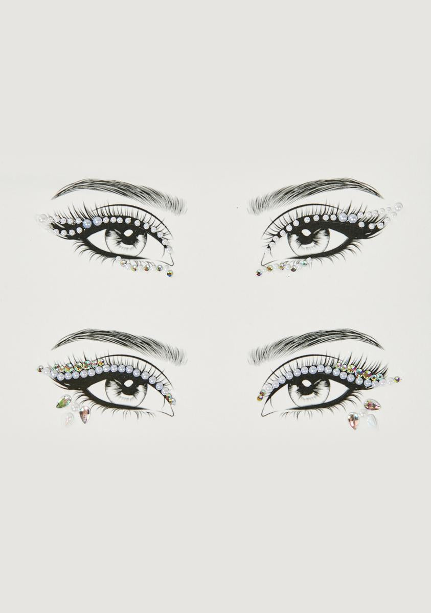 Pearl Rhinestone Eye Wing Eye Gems - White – Dolls Kill