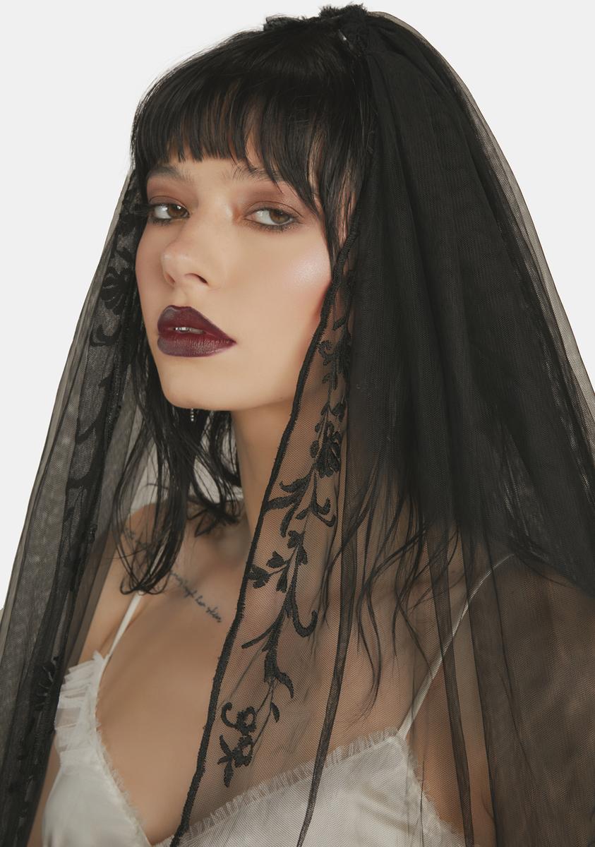 Sheer Embroidered Veil Black Dolls Kill 5665