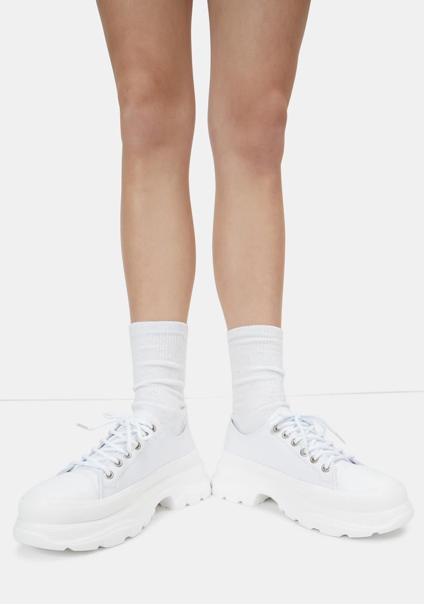 Lace Up Platform Sneakers - White – Dolls Kill