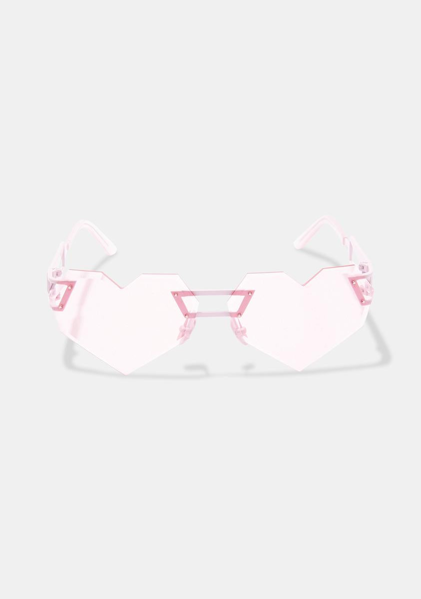 ESQAPE Pink Glitter Heart Speqz II Sunglasses – Dolls Kill