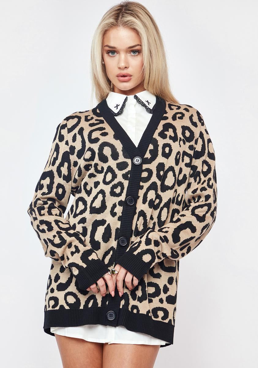 Current Mood Cheetah Intarsia Oversized Sweater - Brown – Dolls Kill