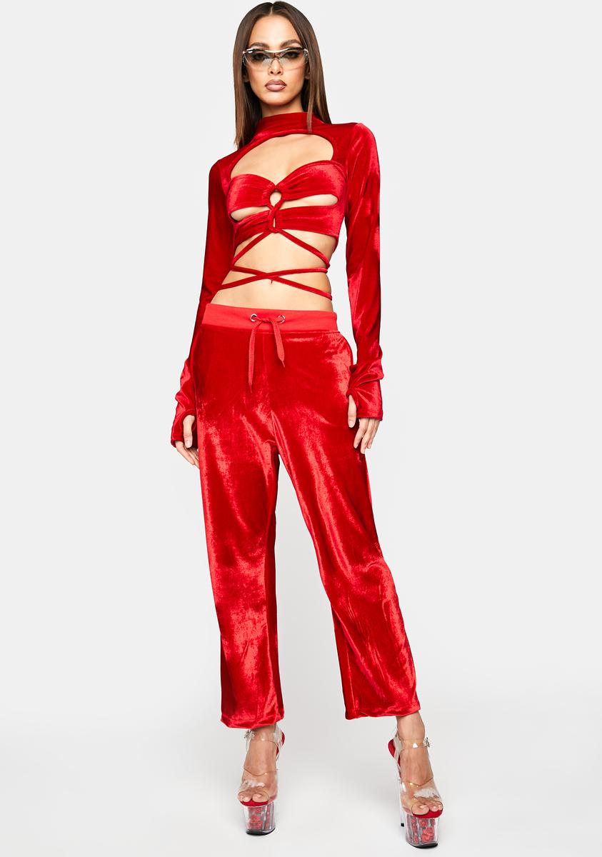 Forbidden Clothing Red Velour Sex Crop Top – Dolls Kill