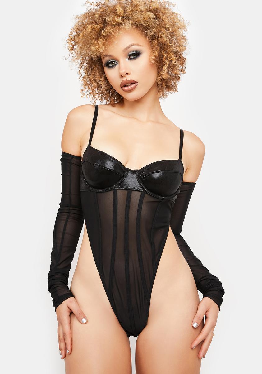 Poster Grl High Cut Mesh Bodysuit - Black – Dolls Kill
