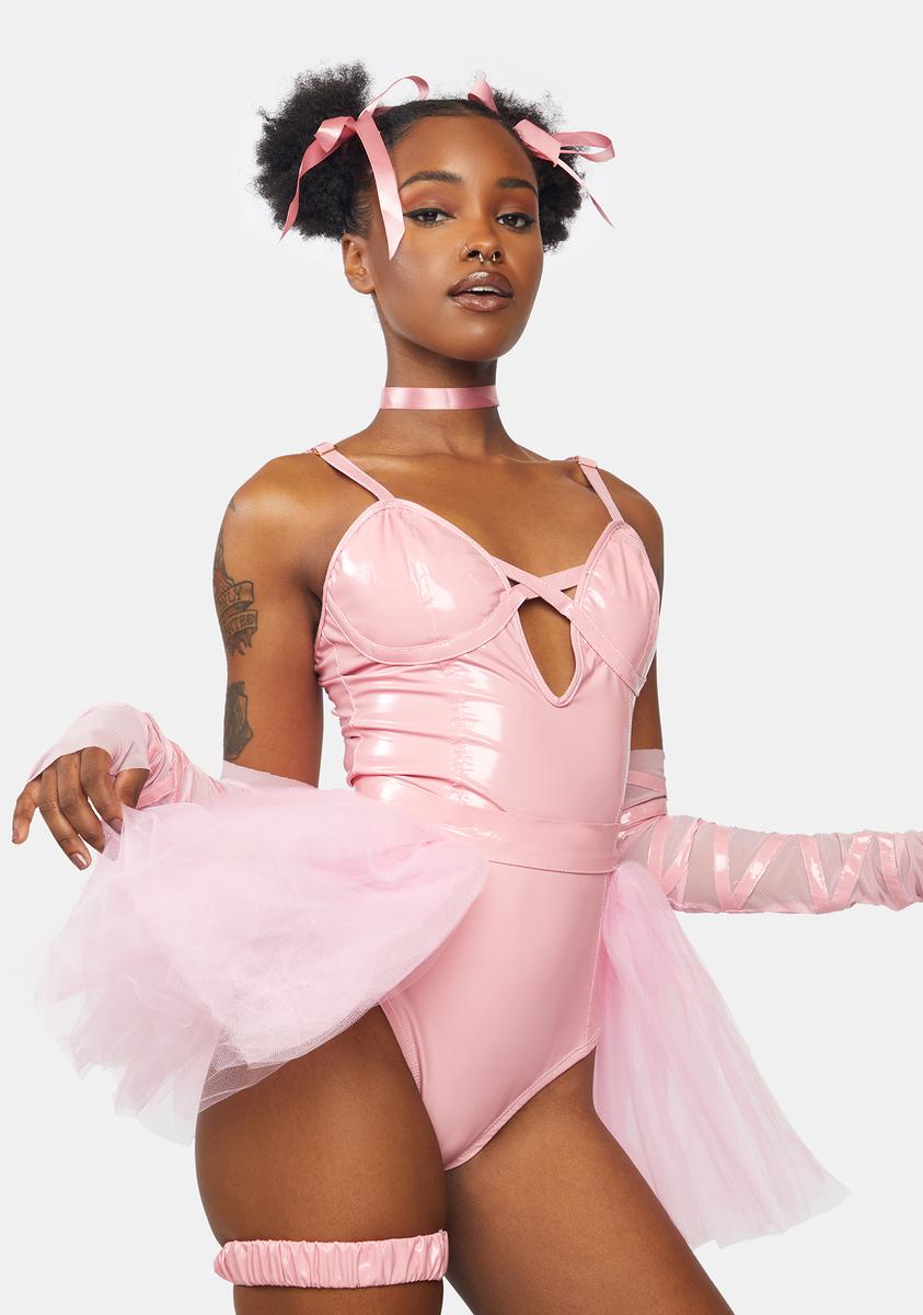 Ballerina Vegan Leather Leotard Tutu Gloves Garter And Hair Bow Set – Dolls  Kill