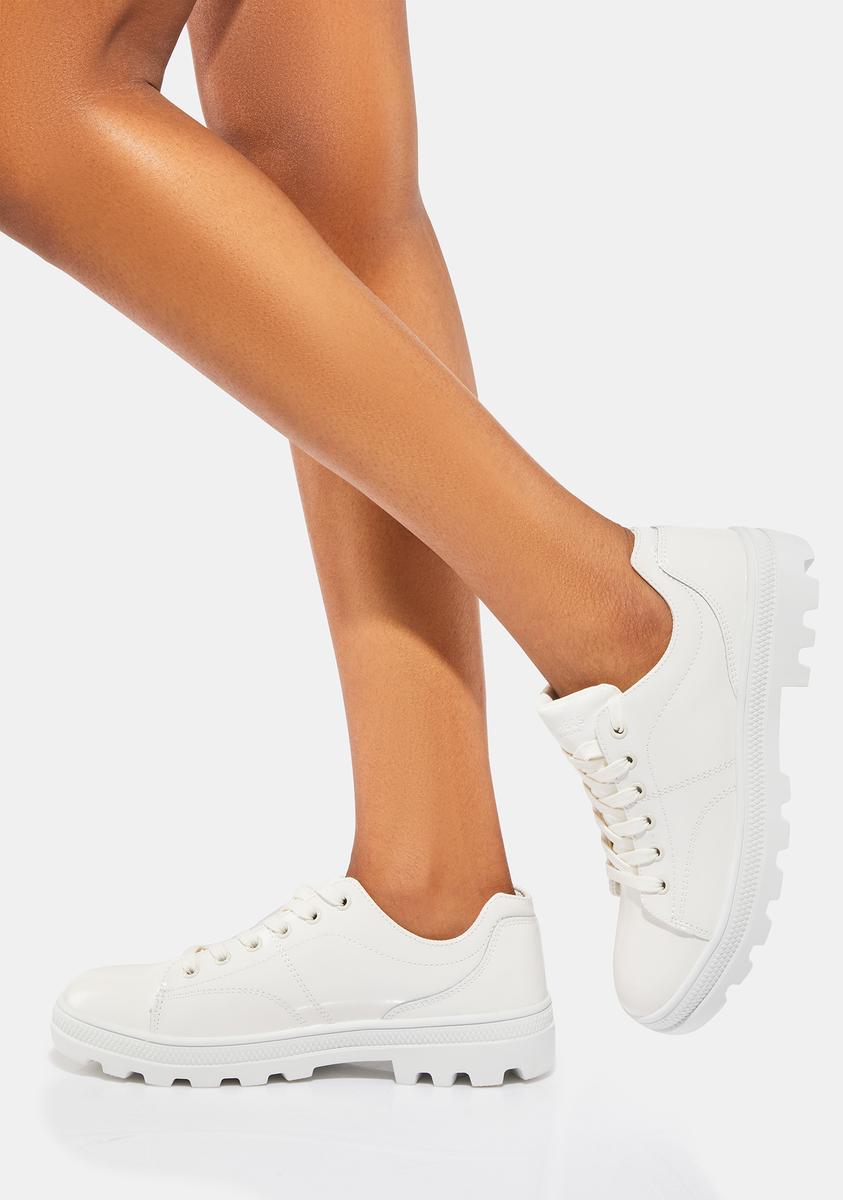 Skechers Roadies Patent Leather Sneakers - White – Dolls Kill