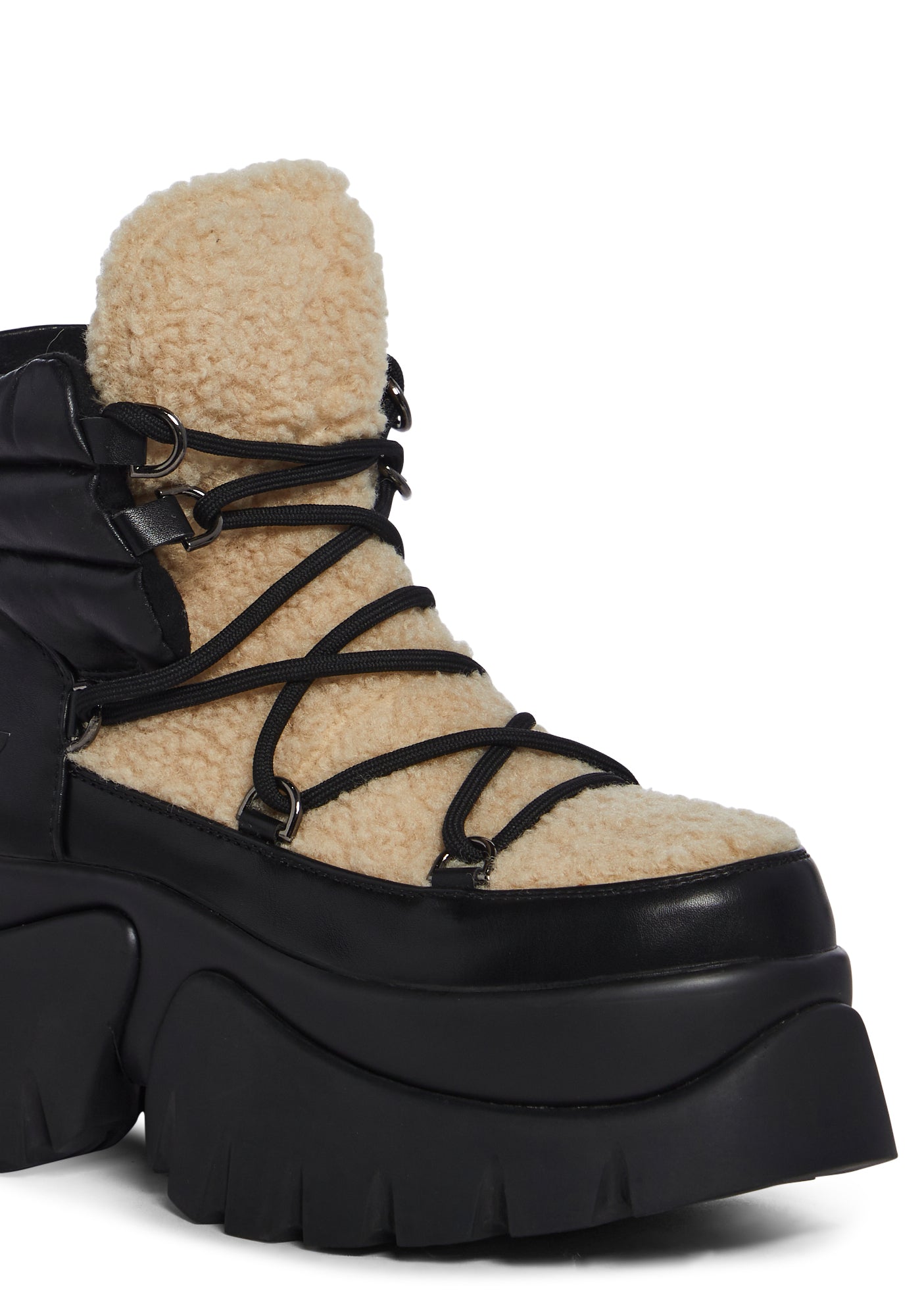 Koi Footwear Fluffy Vegan Leather Winter Combat Boots - Black – Dolls Kill