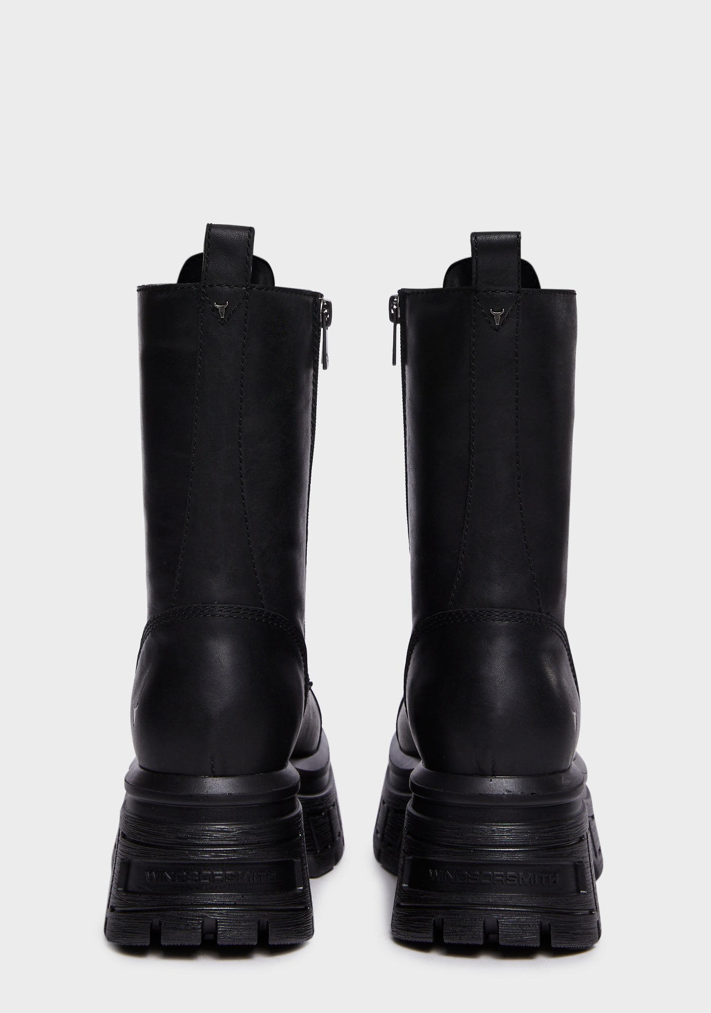 Windsor Smith Leather Platform Combat Boots - Black – Dolls Kill